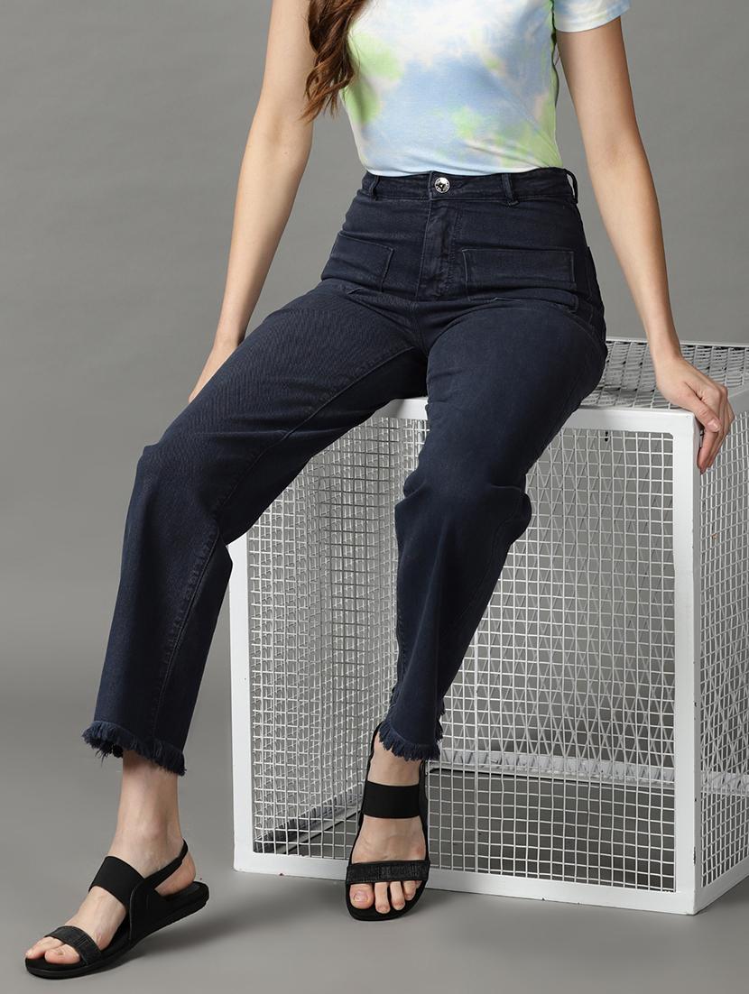women's plain straight fit jeans - 19294632 - Standard Image - 4