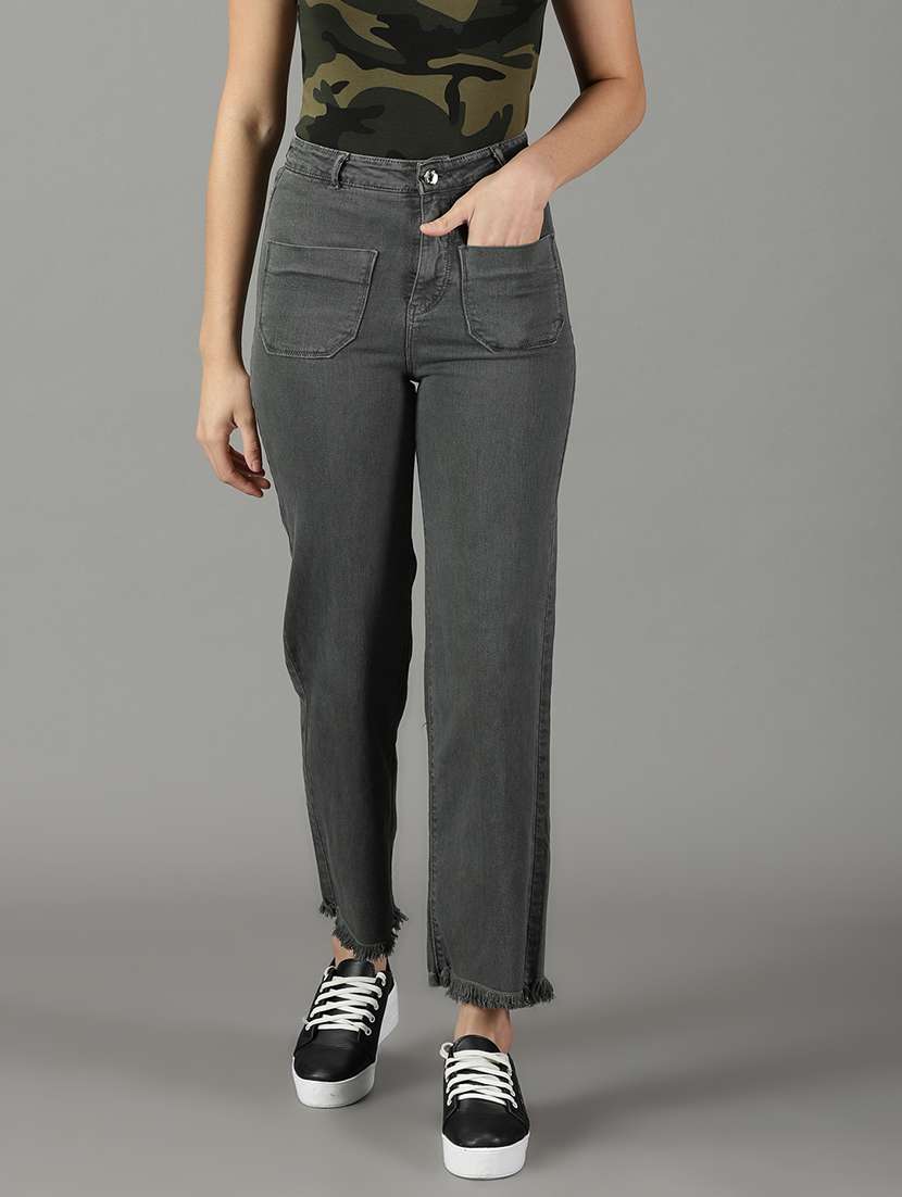 women's plain straight fit jeans