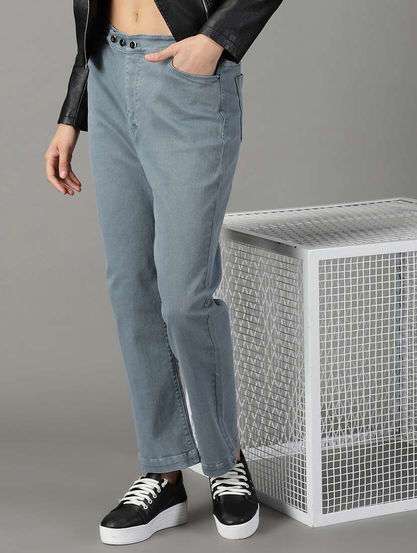 women's plain straight fit jeans - 19294645 -  Standard Image - 1