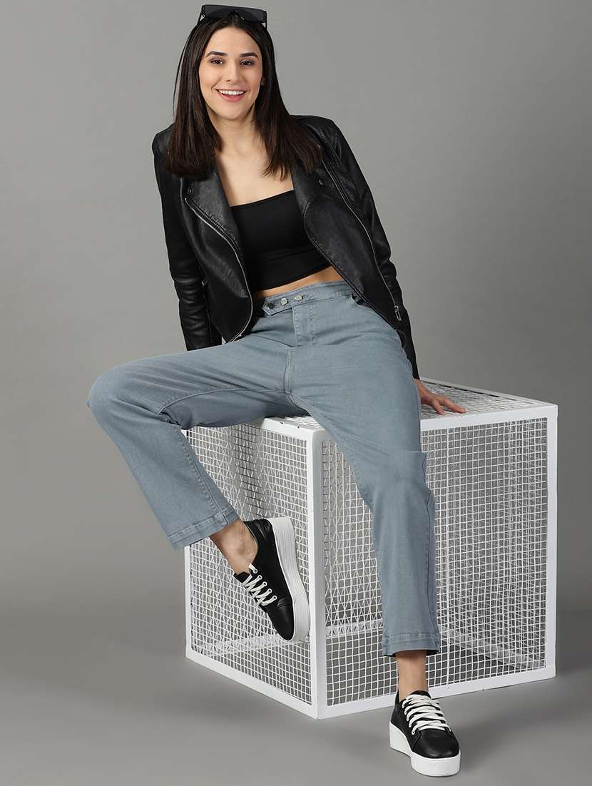 women's plain straight fit jeans - 19294645 -  Standard Image - 4