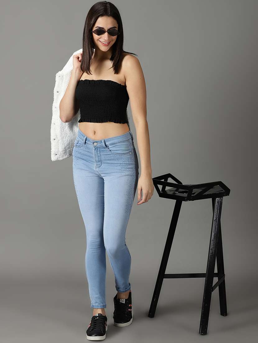 women's plain slim fit jeans - 19294745 - Standard Image - 4