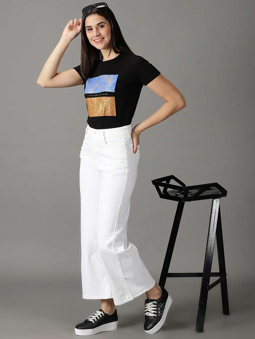 women's plain wide leg jeans - 19294758 -  Standard Image - 4
