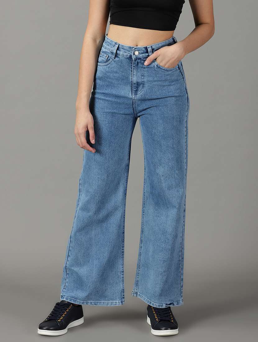 women's plain wide leg jeans