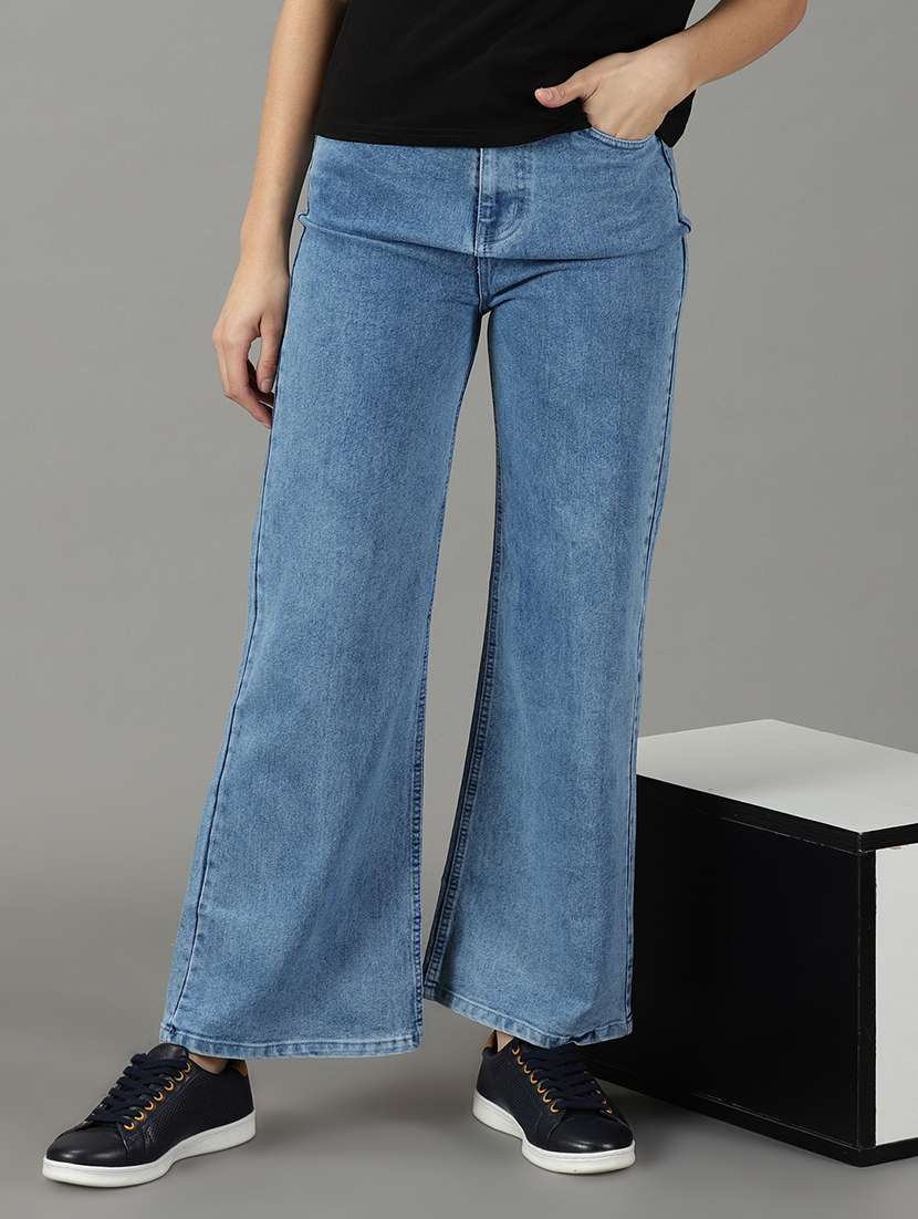 women's plain wide leg jeans - 19294772 -  Standard Image - 1