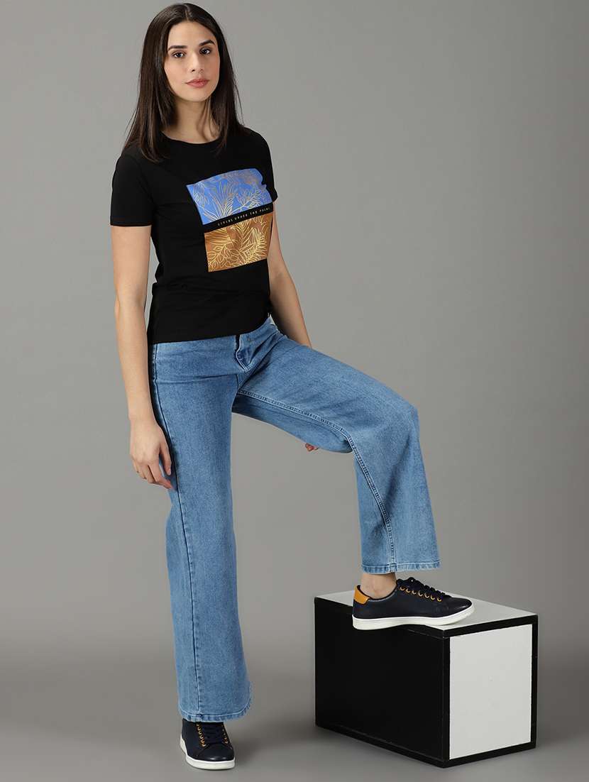 women's plain wide leg jeans - 19294772 -  Standard Image - 4