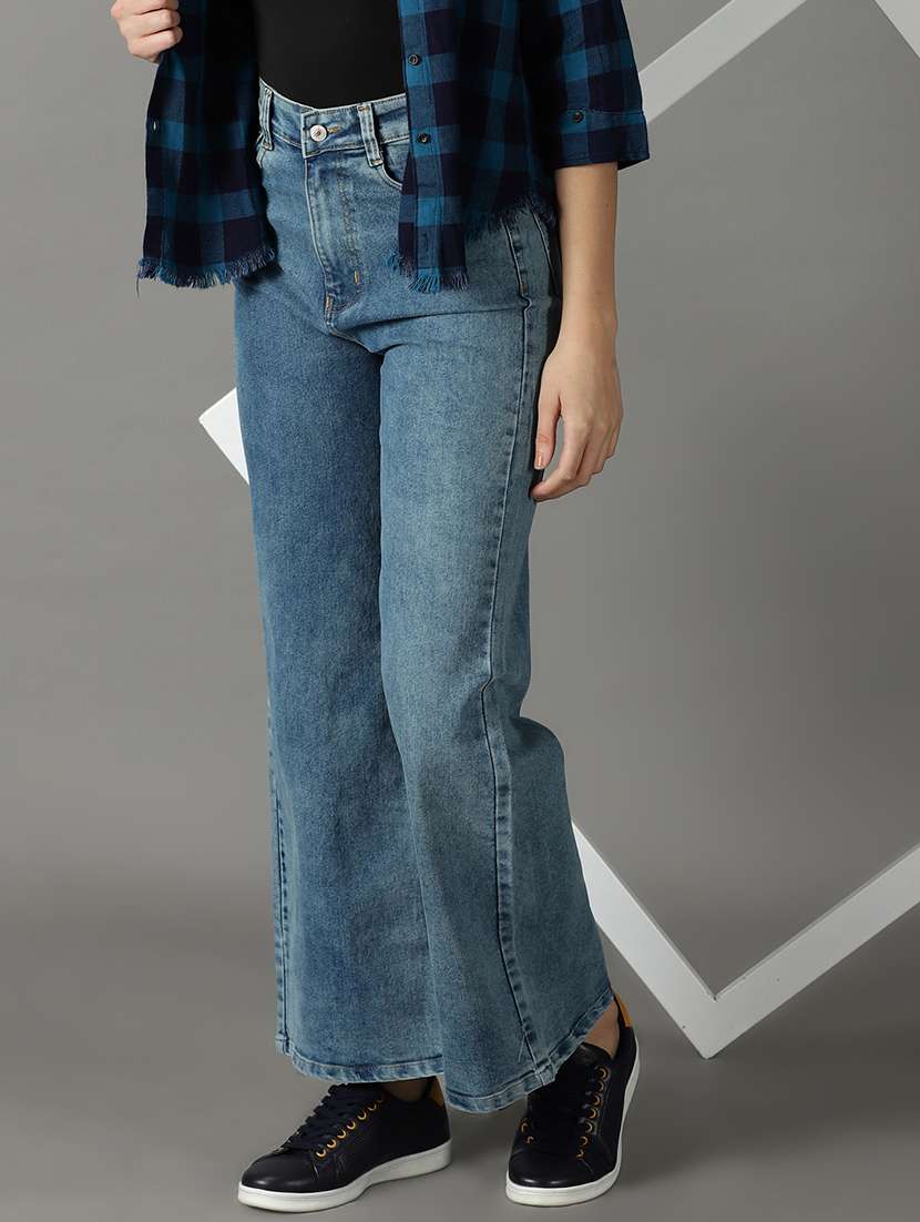 women's plain wide leg jeans - 19294774 -  Standard Image - 1