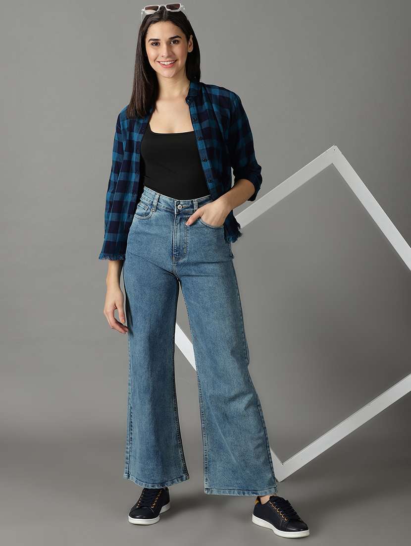 women's plain wide leg jeans - 19294774 -  Standard Image - 4
