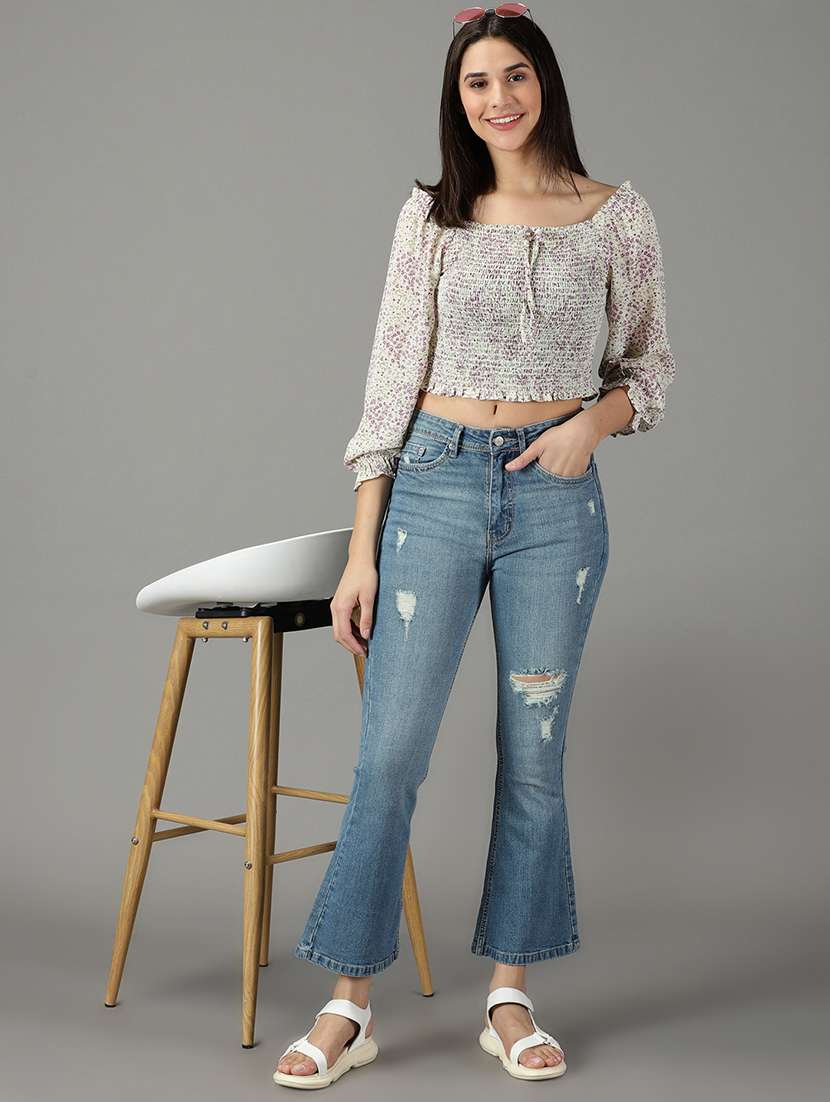 women's distress bootcut jeans - 19294787 - Standard Image - 4