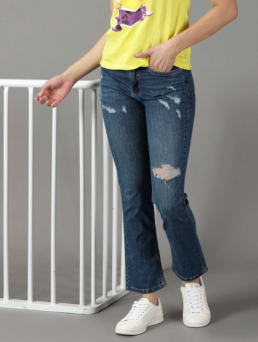 women's distress bootcut fit jeans - 19294793 - Standard Image - 1