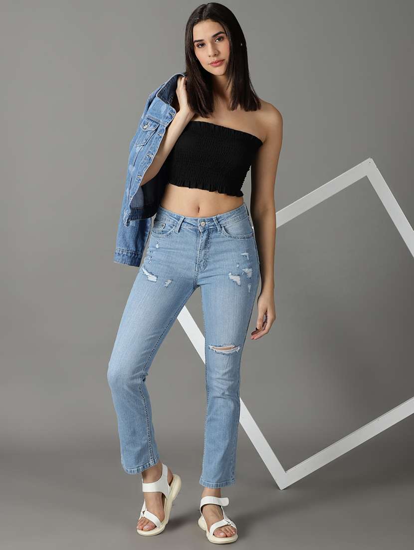 women's distress bootcut jeans - 19294794 - Standard Image - 4