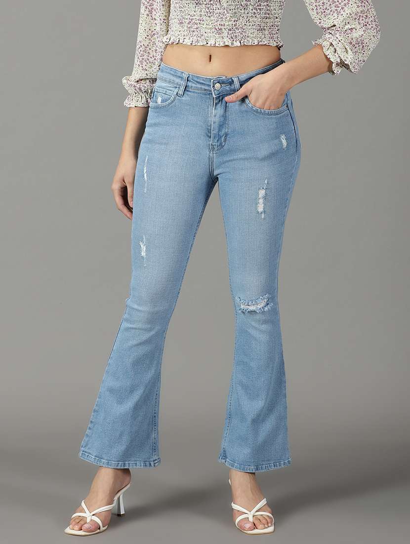 women's distress bootcut jeans