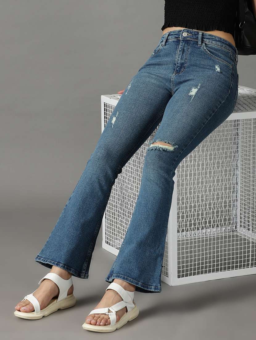 women's distress bootcut jeans - 19294802 - Standard Image - 4