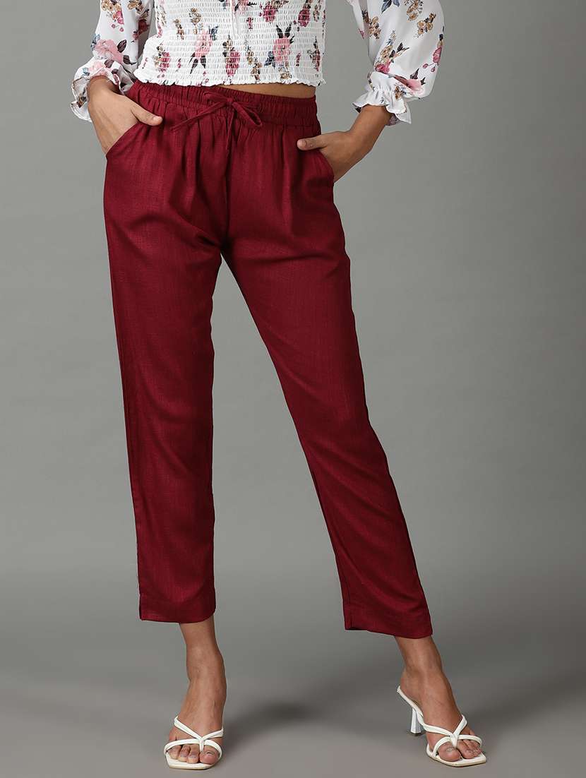 red cotton trousers