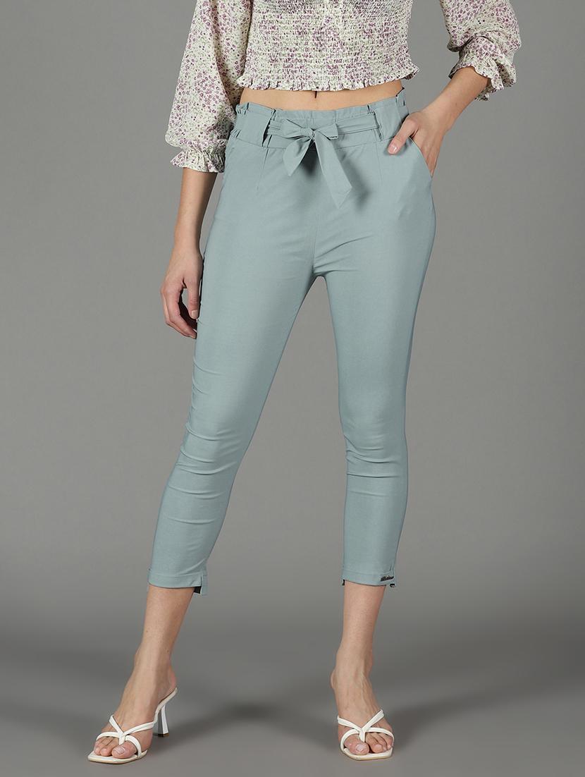 grey solid cigarette pant