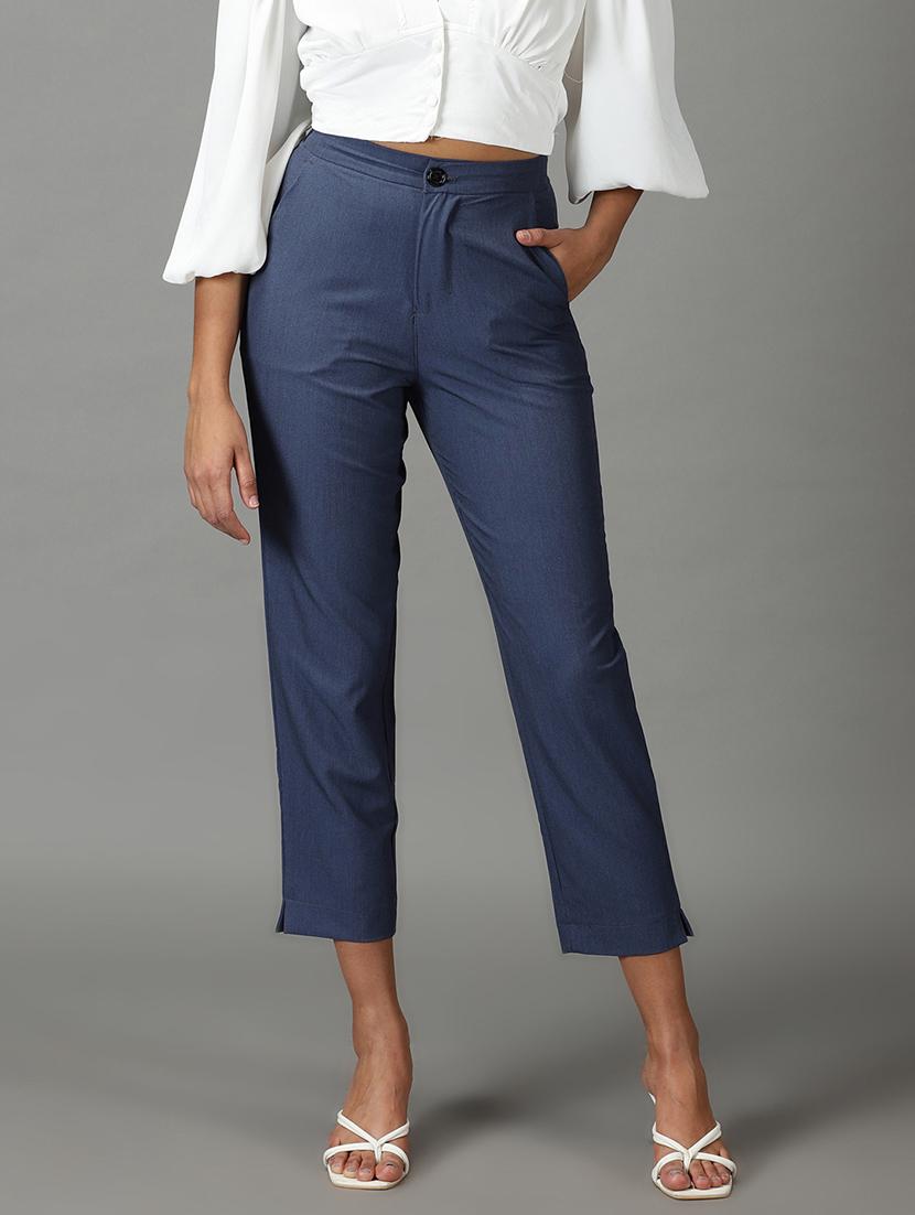 blue solid trouser - 19295306 - Zoom Image - 0