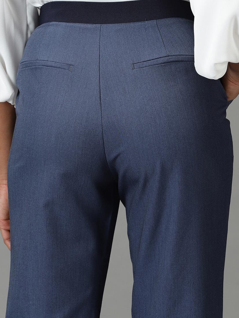 blue solid trouser - 19295306 - Standard Image - 6