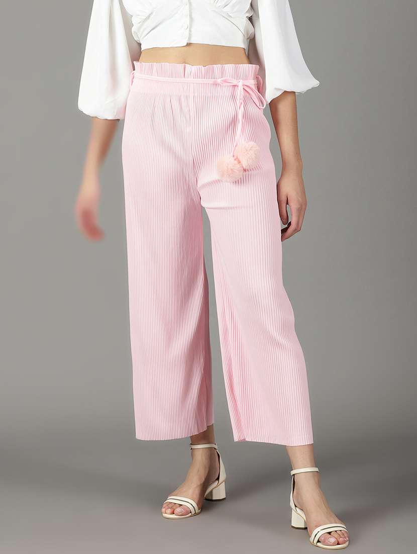 pink solid trouser