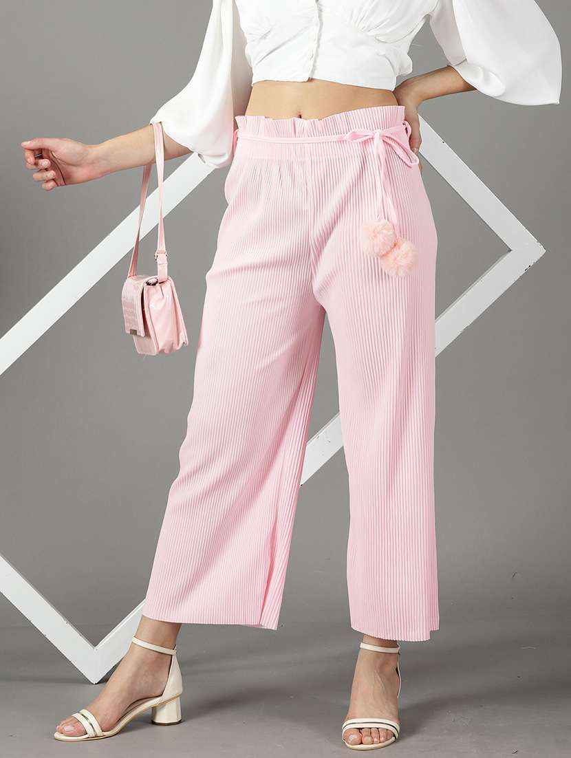 pink solid trouser - 19295316 -  Standard Image - 1