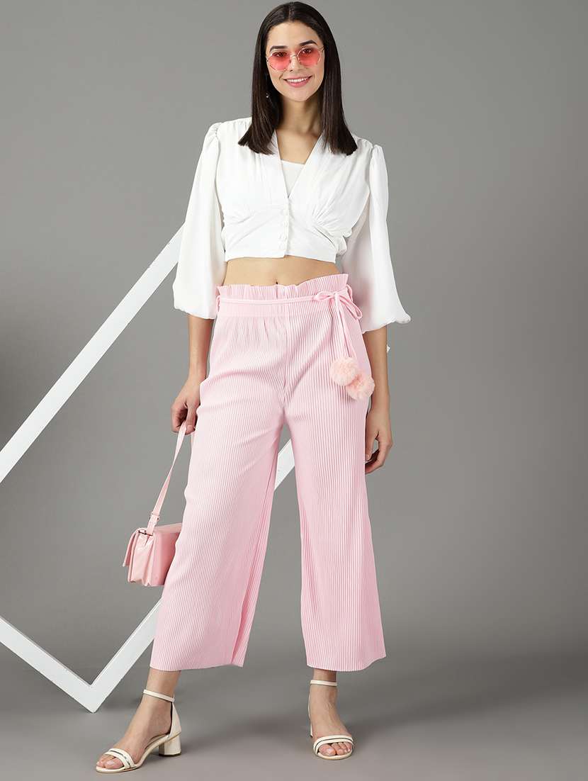 pink solid trouser - 19295316 -  Standard Image - 4