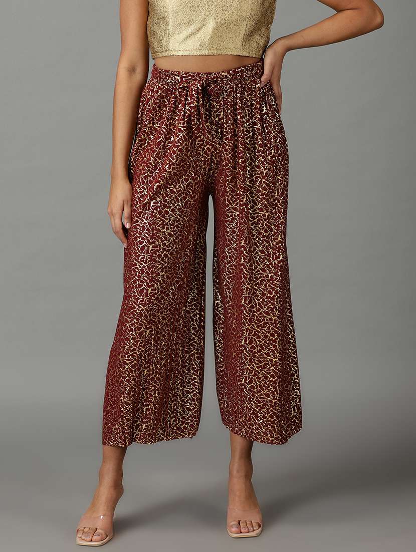 red printed trouser