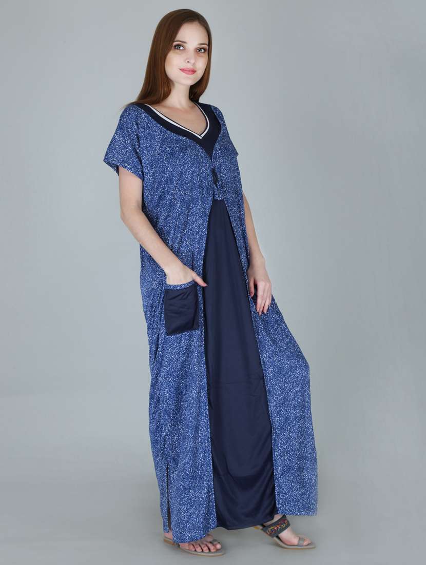 blue printed nighty - 19295344 -  Standard Image - 1