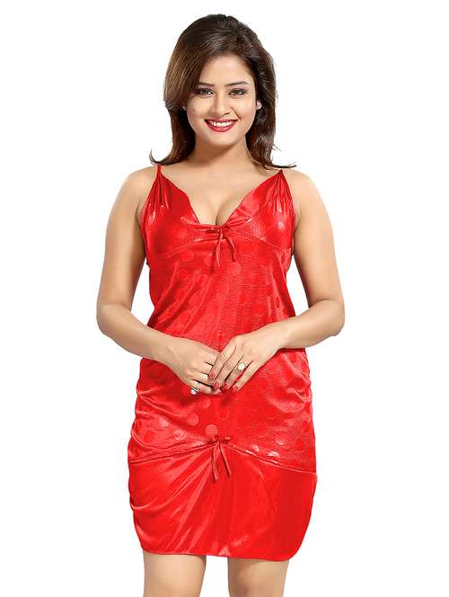 red satin babydoll nightdress - 19295376 -  Standard Image - 0