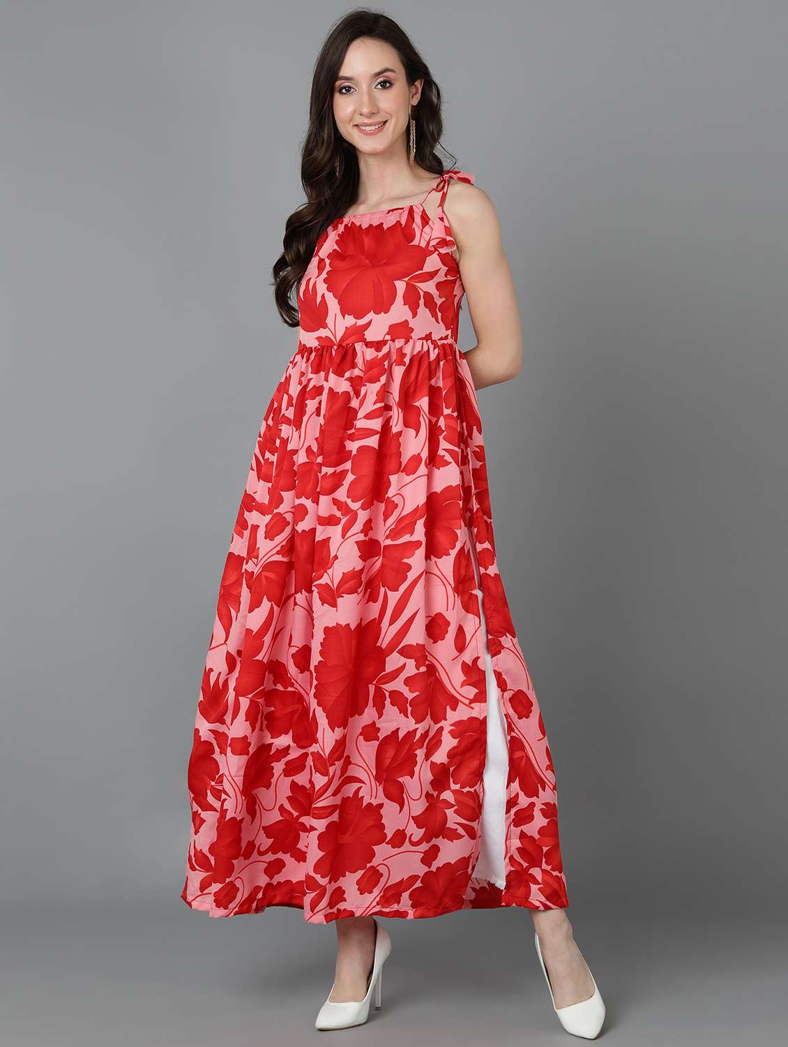 women floral printed side slit kurta