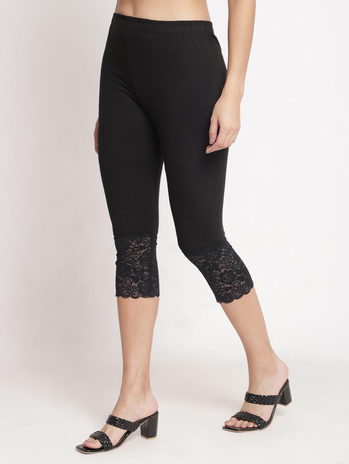 black solid leggings capri - 19295512 -  Standard Image - 1
