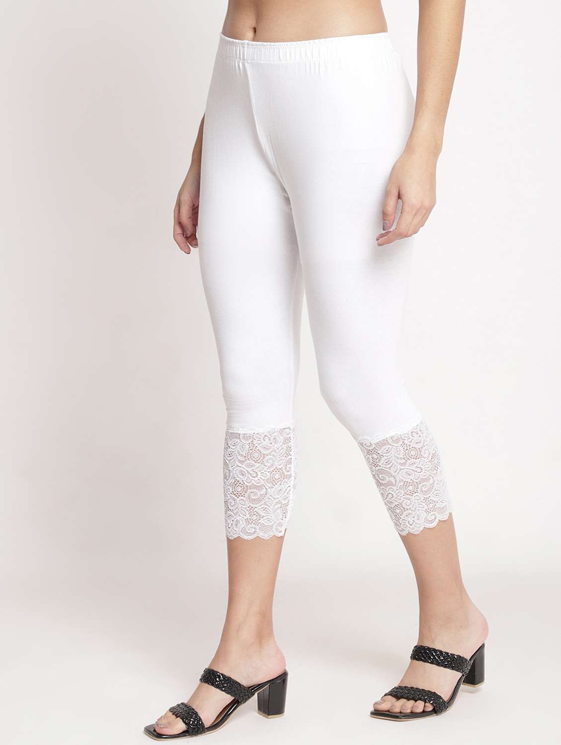white solid leggings capri - 19295513 - Standard Image - 1