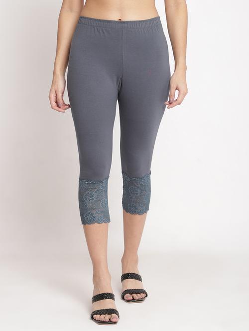 grey solid leggings capri - 19295515 -  Standard Image - 0
