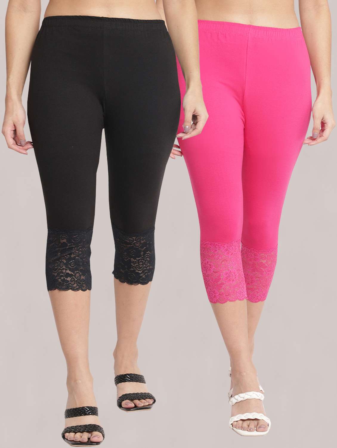 pack of 2 solid leggings capri