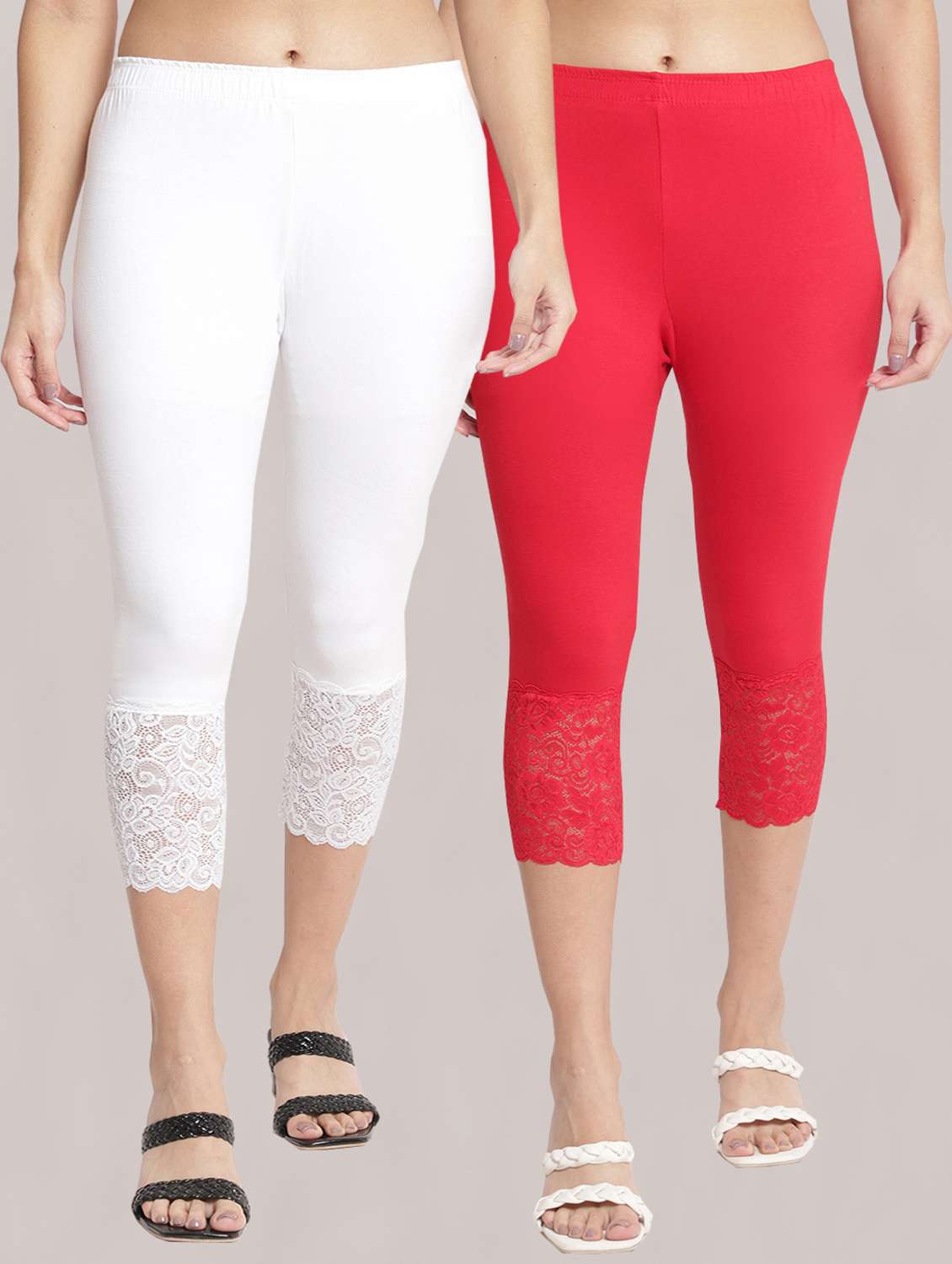 pack of 2 solid leggings capri