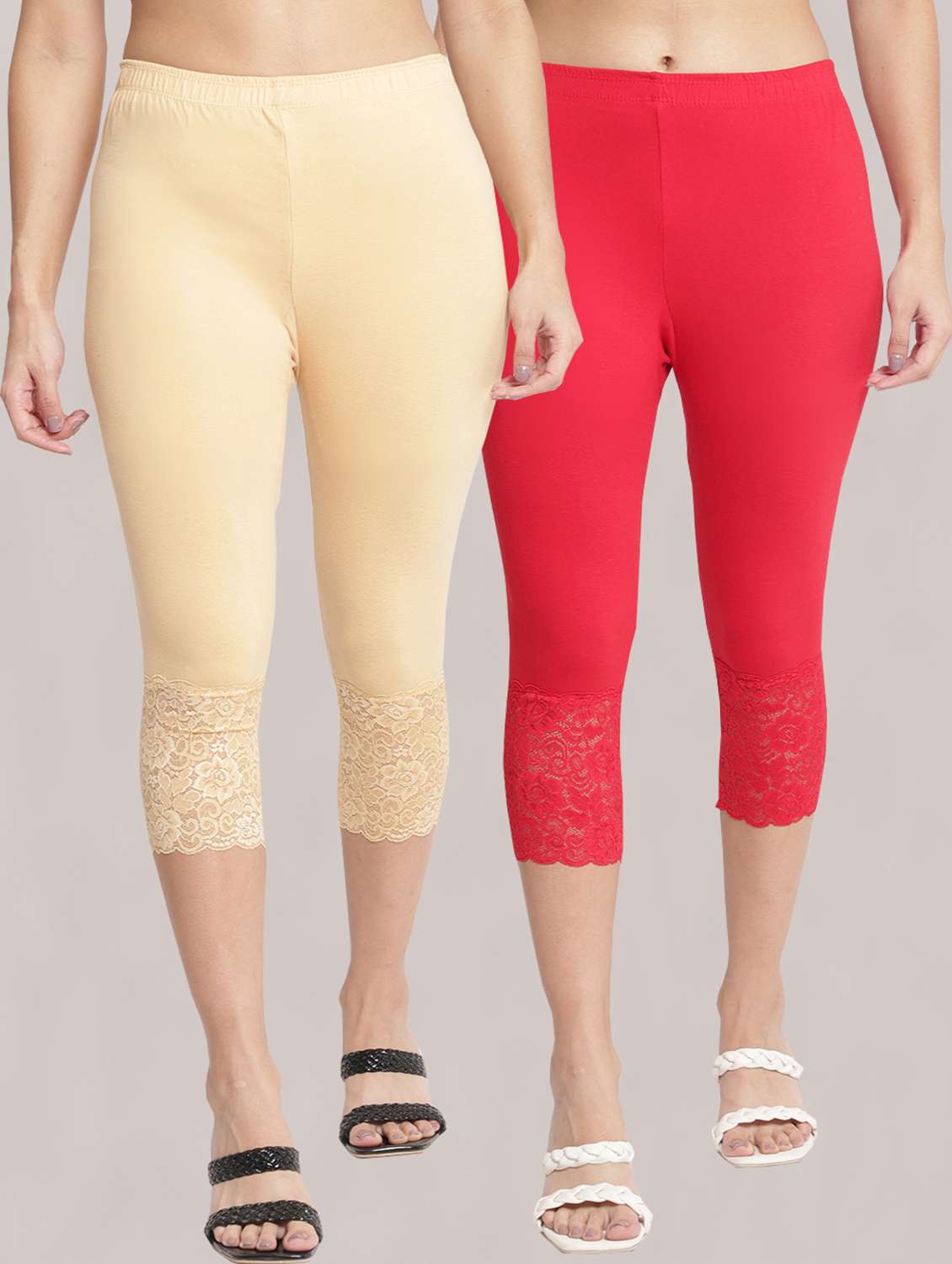 pack of 2 solid leggings capri
