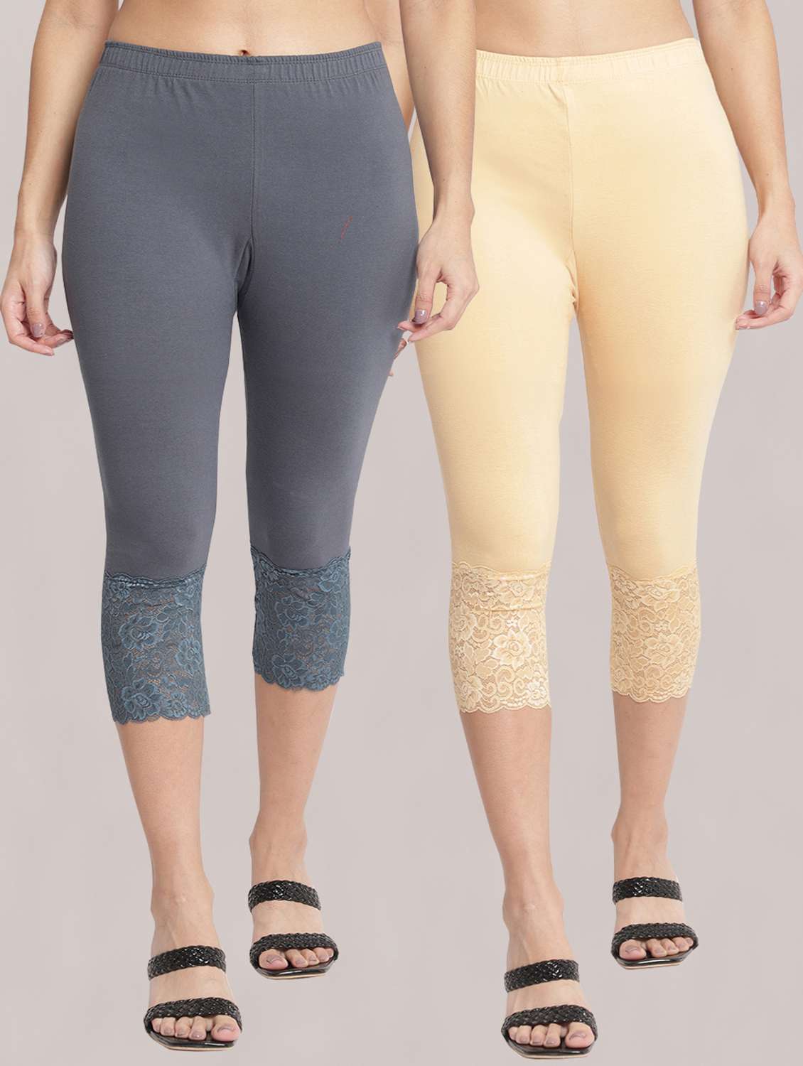 pack of 2 solid leggings capri - 19295547 - Zoom Image - 0