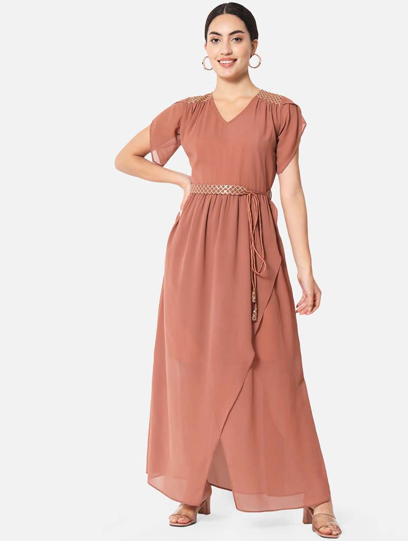 women's belted maxi dress
