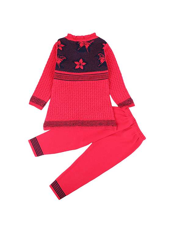 girls self design round neck causal set - 19296414 - Standard Image - 1