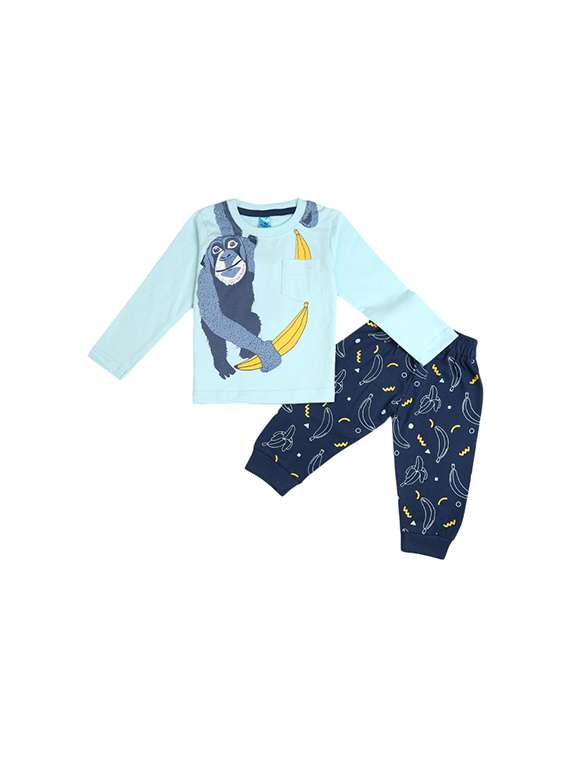 girls printed  round neck casual set