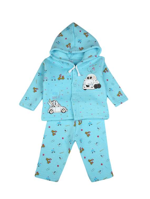 girls printed hooded twin set
