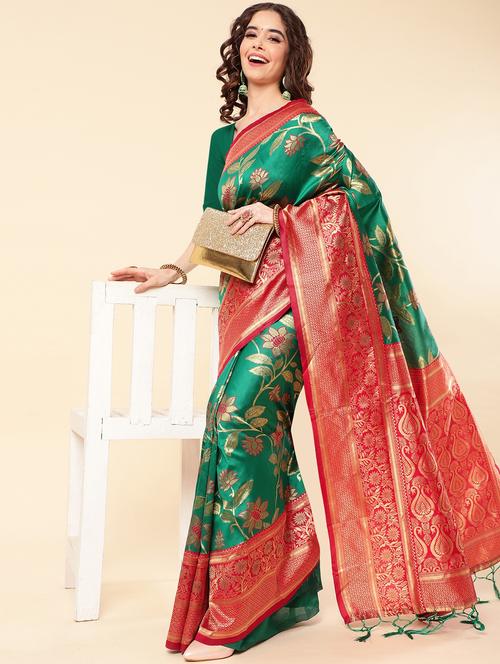 women's banarasi saree with blouse - 19297307 - Standard Image - 0