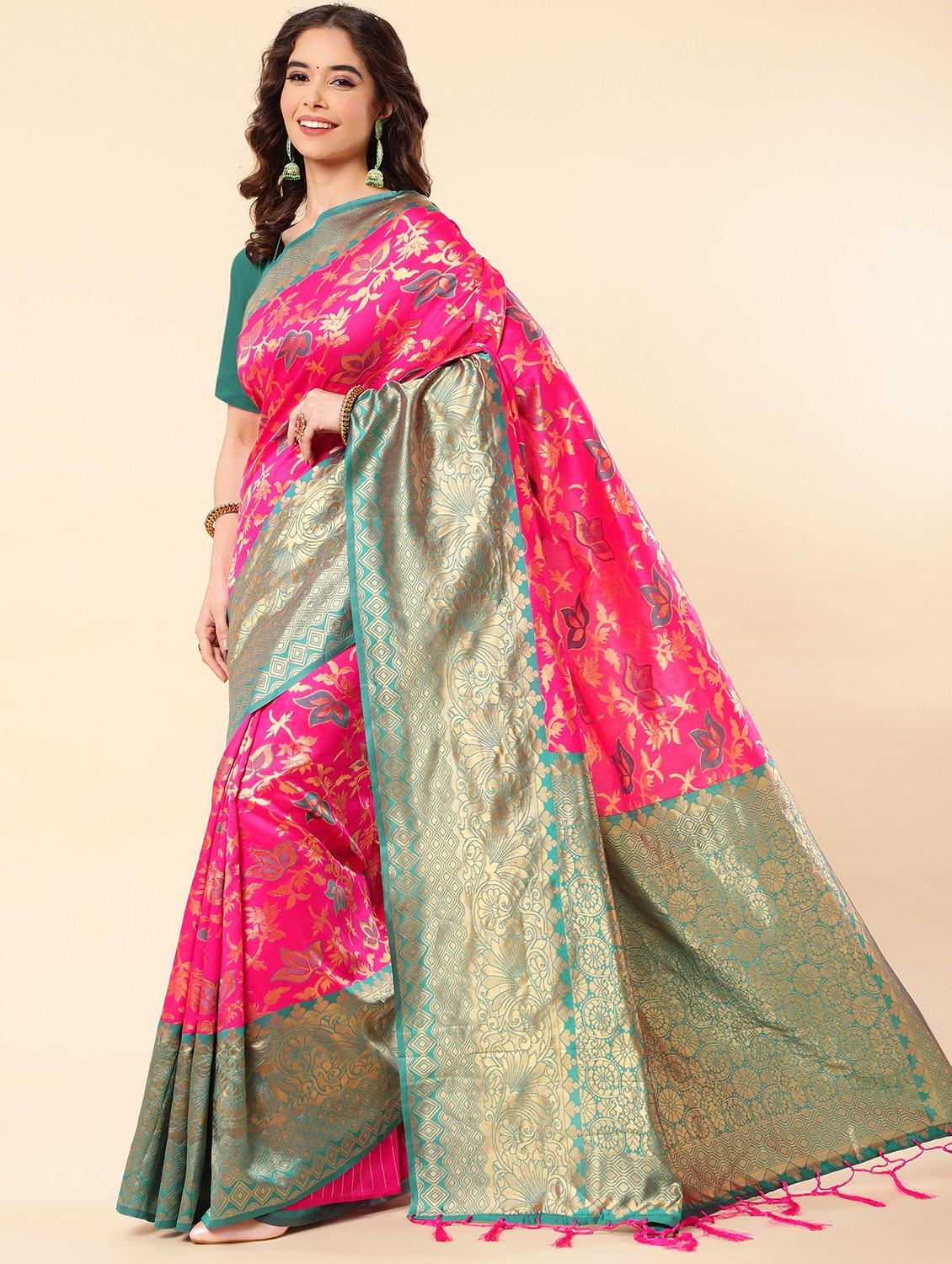 women's self design pink colored saree with blouse - 19297314 - Zoom Image - 0