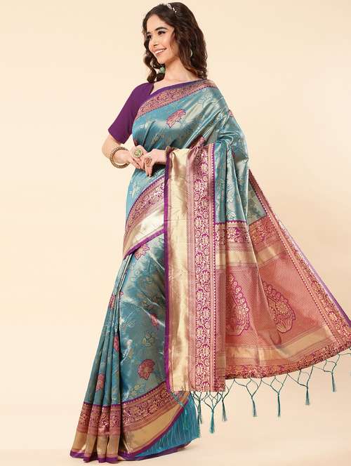 women's banarasi saree with blouse - 19297317 -  Standard Image - 0
