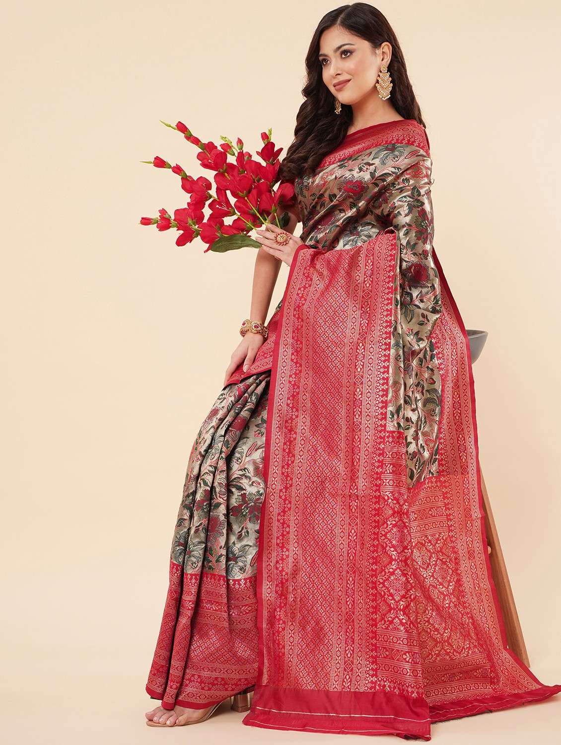 women's self design multi colored saree with blouse