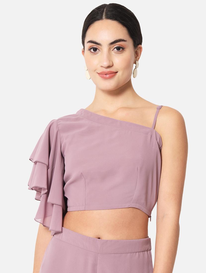 women's crop asymmetric neck top - 19297663 - Zoom Image - 0