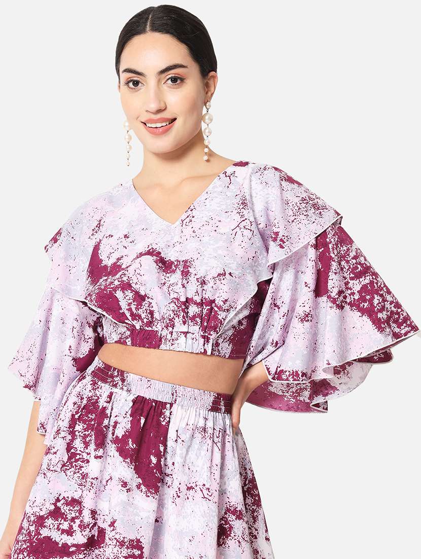 women's crop v neck top