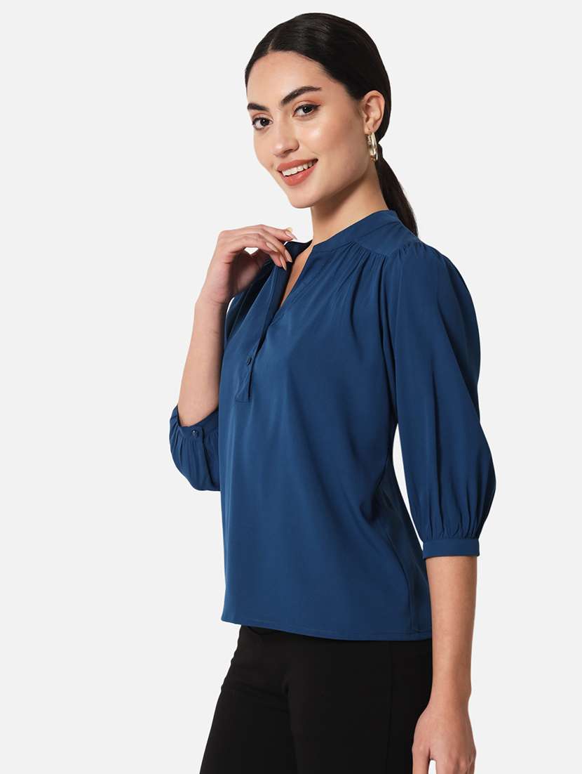 women's straight mandarin neck top - 19297668 -  Standard Image - 1