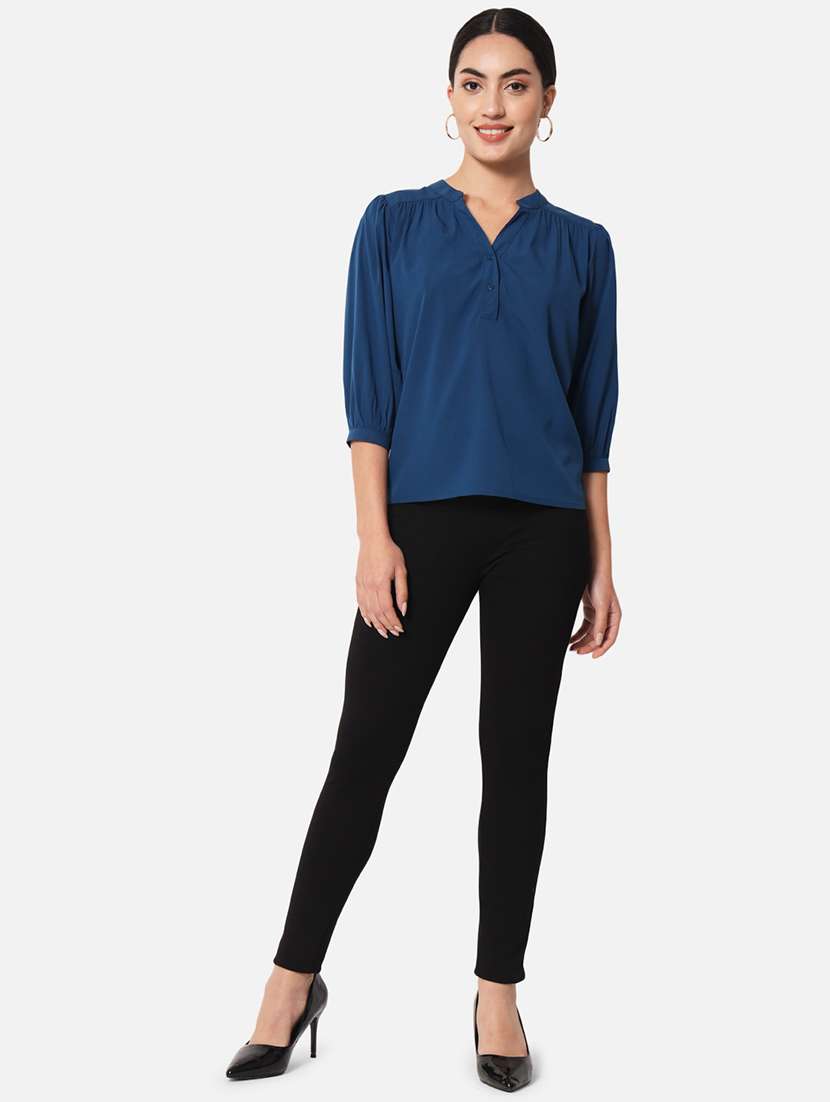 women's straight mandarin neck top - 19297668 -  Standard Image - 4