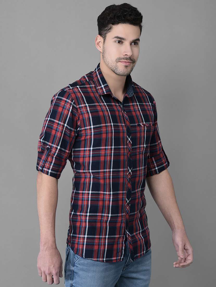 red cotton casual shirt - 19298129 -  Standard Image - 1
