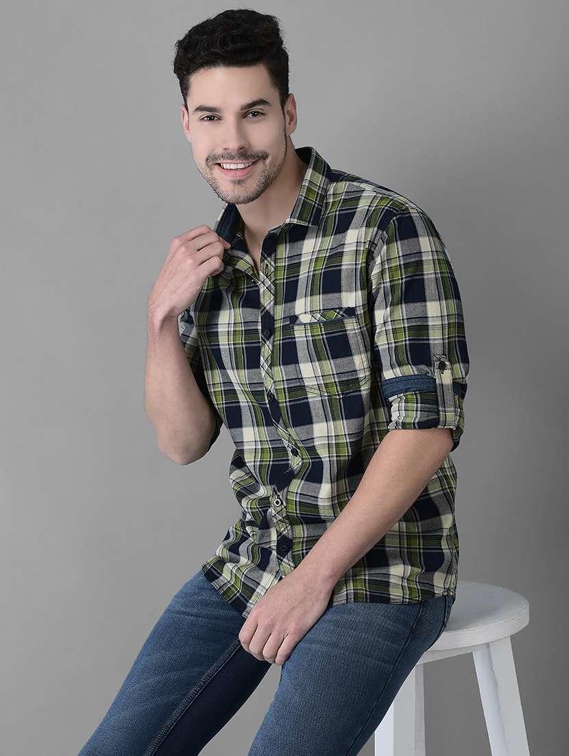 green cotton casual shirt - 19298160 - Standard Image - 4
