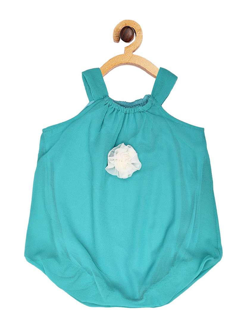 blue polyester romper