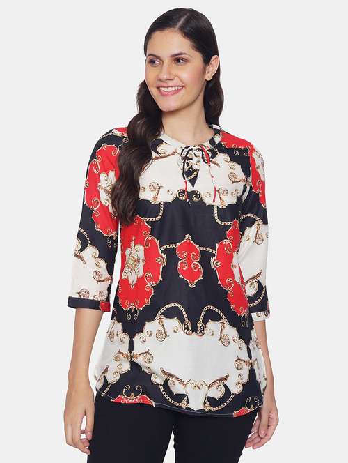 women's straight tie-up neck top - 19298267 -  Standard Image - 0